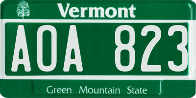 VT license plate AOA823