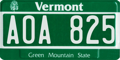 VT license plate AOA825