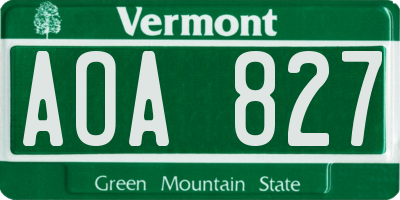 VT license plate AOA827