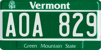 VT license plate AOA829