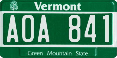 VT license plate AOA841