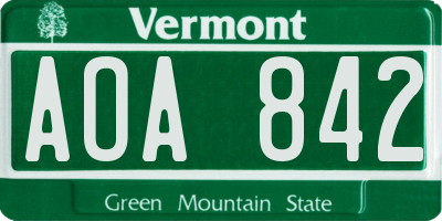 VT license plate AOA842