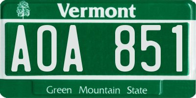 VT license plate AOA851