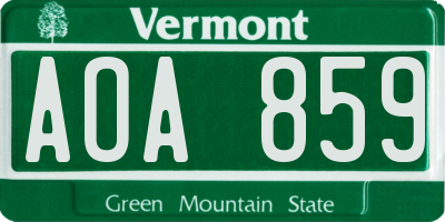 VT license plate AOA859