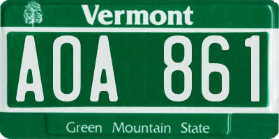 VT license plate AOA861