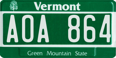 VT license plate AOA864