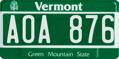 VT license plate AOA876