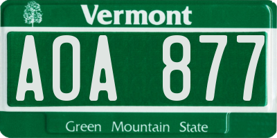 VT license plate AOA877