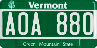 VT license plate AOA880