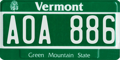 VT license plate AOA886