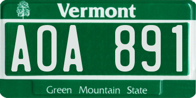 VT license plate AOA891