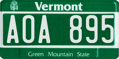 VT license plate AOA895