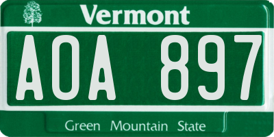 VT license plate AOA897