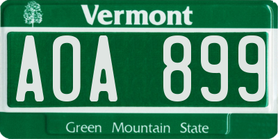 VT license plate AOA899