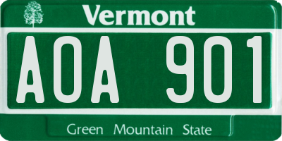 VT license plate AOA901
