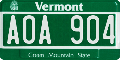 VT license plate AOA904