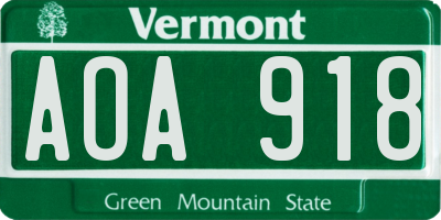 VT license plate AOA918