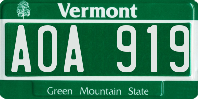 VT license plate AOA919