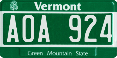 VT license plate AOA924