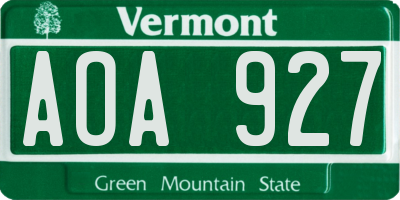 VT license plate AOA927