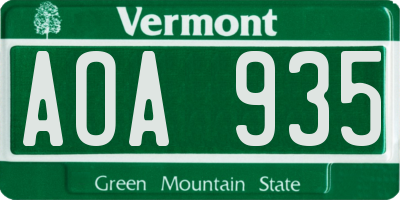 VT license plate AOA935