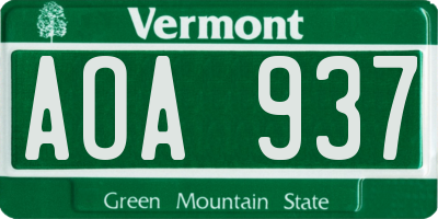 VT license plate AOA937