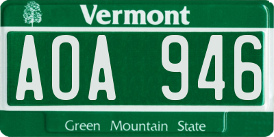 VT license plate AOA946