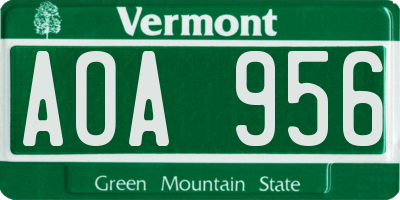 VT license plate AOA956