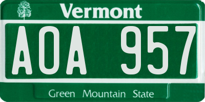 VT license plate AOA957