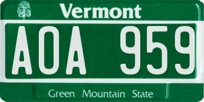 VT license plate AOA959