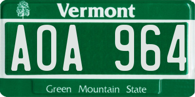 VT license plate AOA964