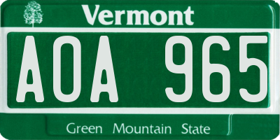 VT license plate AOA965