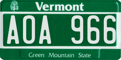 VT license plate AOA966