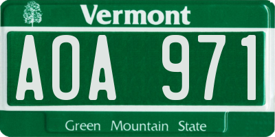 VT license plate AOA971