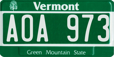 VT license plate AOA973