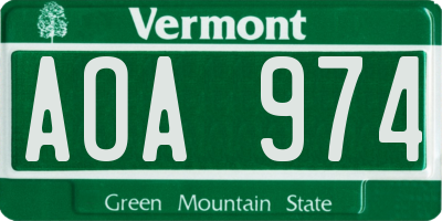 VT license plate AOA974