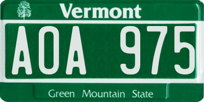 VT license plate AOA975