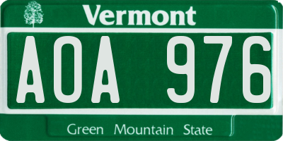 VT license plate AOA976