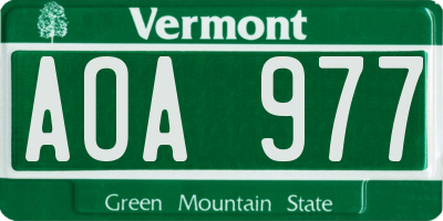 VT license plate AOA977