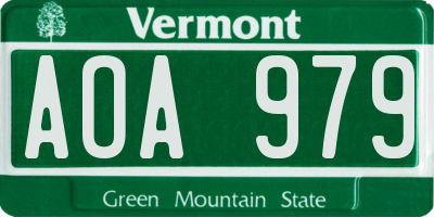 VT license plate AOA979