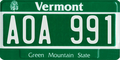 VT license plate AOA991