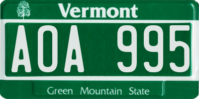 VT license plate AOA995