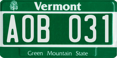 VT license plate AOB031