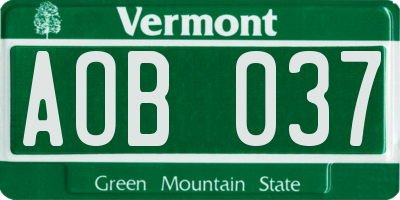 VT license plate AOB037