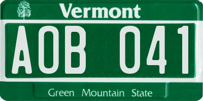 VT license plate AOB041