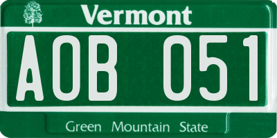 VT license plate AOB051