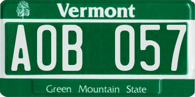 VT license plate AOB057