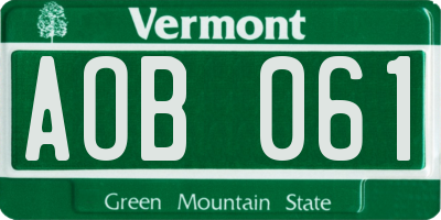 VT license plate AOB061