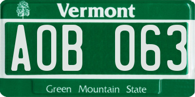 VT license plate AOB063