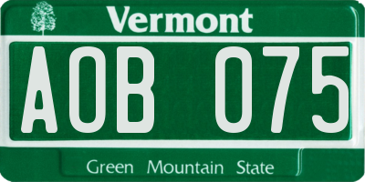 VT license plate AOB075